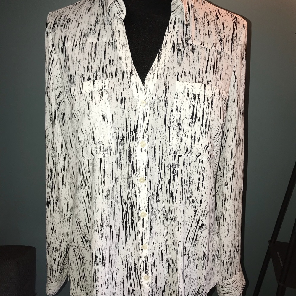 Express black and white portofino blouse